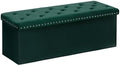 B FSOBEIIALEO Storage Ottoman Bench, 43" Velvet Ottoman With Storage, Green