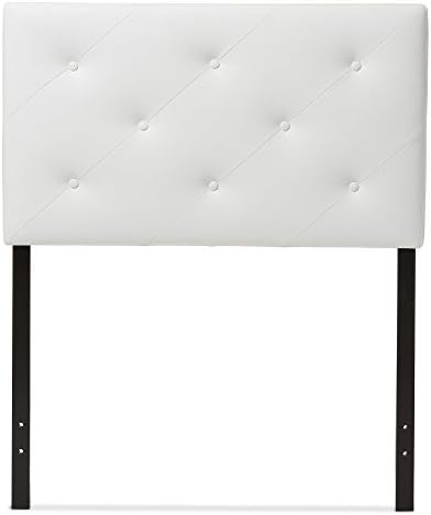 Baxton Studio Benoit Modern and Contemporary White Faux Leather Upholstered Headboard, Twin