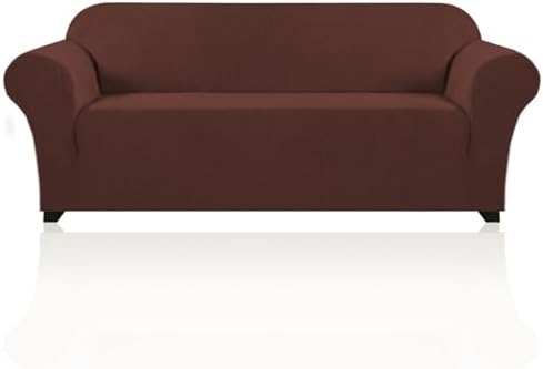 PrinceDeco Stretch Sofa Slipcover 1 Piece Sofa Cover for 3 Cushion Couch Furniture Protector/Cover Couch with Elastic Bottom Soft and Durable Sofa Cover Pet Protector (Sofa, Burnt Brick)