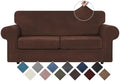 WEERRW Velvet Stretch 3 Pieces Couch Cover for Sofa Washable, Chocolate