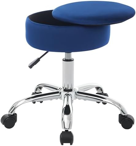 Adjustable Vanity Stool Storage Swivel Rolling Vanity Chair with Wheels