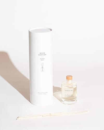 Brooklyn Candle Studio Reed Scent Diffuser - Santa Fe - Relaxing Oil Diffuser, Cactus, Wild Sage & Juniper Fragrance, 8 Rattan Diffuser Reeds, Clean Ingredients - 3.7oz