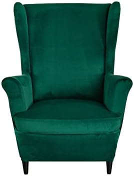 HAOYONG Velvet Wingback Armchair Covers 2-Piece Elastic Stretch Wingback Chair Sofa Slipcover Soft Wingback Chair Slipcover Washable Armchair Protector Cover for Living Room Wedding and Party