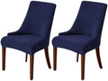 MIFXIN Wingback Side Chair Covers Dining Chair Slipcover Stretch Jacquard Sloping Armchair Protector Arm Chair Seat Cover for Dining Room Living Room Banquet Home Decor (Navy, 2 Pcs)