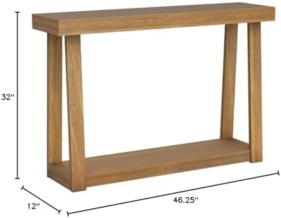 Plank+Beam Classic Console Table, with Shelf, 46 Inch, Pecan