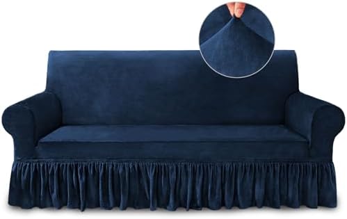 Navy Blue Couch Covers for Sofa Cover Universal Slipcovers with Skirt