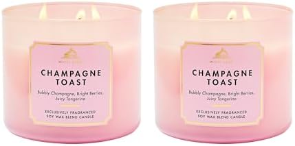 Bath & Body Works 3-Wick Candle, Champagne Toast, Soy Wax Blend, 2 Pack