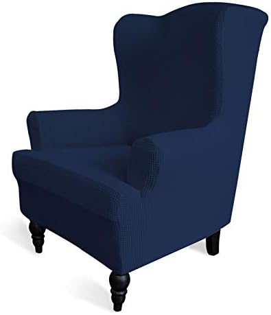 Easy-Going Stretch Wingback Chair Sofa Slipcover Navy