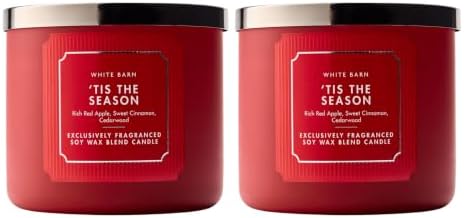 Bath & Body Works 3-Wick Candle, Tis the Season Scent, 2 Pack