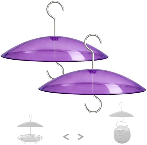 8" Mini Plastic Rain Cover for Bird Feeder, 2-Pack Purple Weather Guard