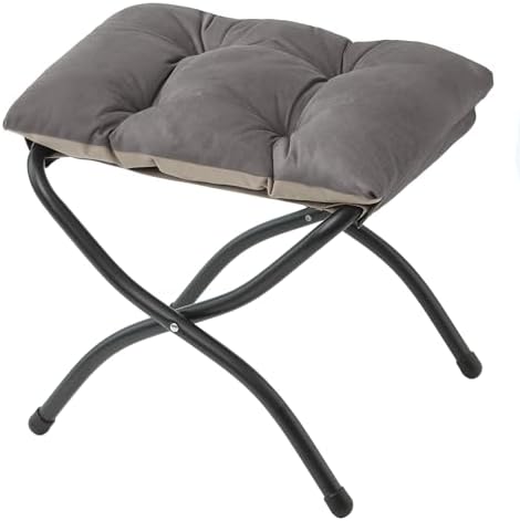 15"(H) Folding Ottoman, Foldable Footrest Stool, Portable Small Foot Stool for Couch, Collapsible Foot Rest Ottoman for Sofa, Accent Padded Ottomans for Living Room, Bedroom, Dark Coffee