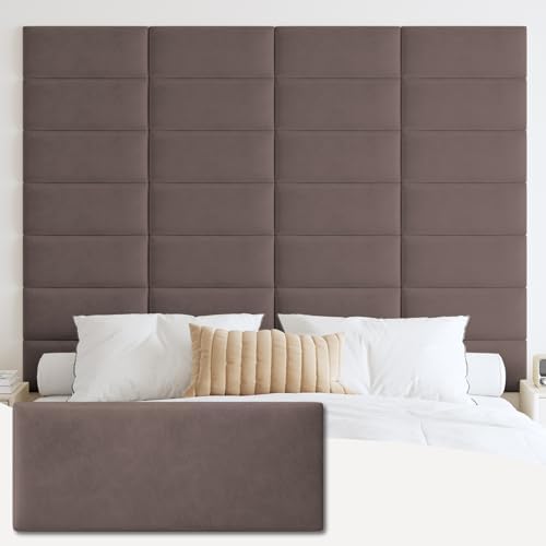IFNOW Wall Mounted Headboard, Peel and Stick Panels, Dark Skin, King
