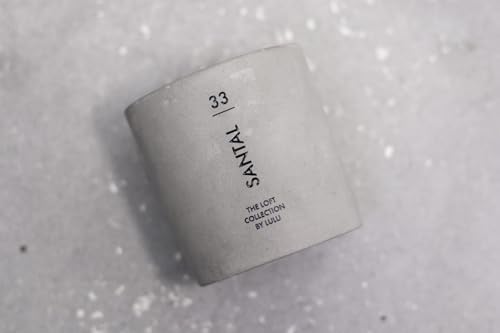 Lulu Candles | Santal Scented Candle | The Loft Collection | Concrete Cement Jar Candle | Soy Candles for Home Fragrance & Decor | Wood Wicked & Highly Scented Candle | 9 Oz.