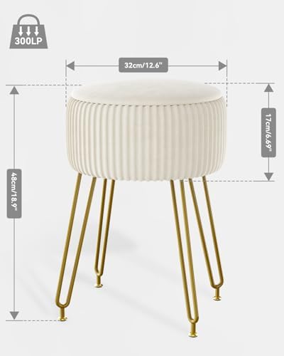 IBUYKE Storage Footrest Chair Ottoman, Makeup Vanity Stool, White LG-20M