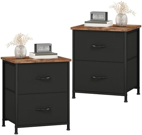 Somdot Nightstand Set of 2 with 2 Drawers, Small Night Stands for Bedroom