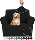 JIVINER Stretch Armchair Slipcovers, 1 Piece Chair Sofa Covers 1 Seater Couch Covers with Elastic Bottom for Kids, Pets (Black, Chair)