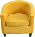 NILUOH Velvet Club Chair Slipcover 2 Piece Stretch Tub Chair Cover Round Barrel Chair Covers Non Slip Armchair Covers Couch Covers with Elastic Bottom for Bar Counter Living Room(Yellow)