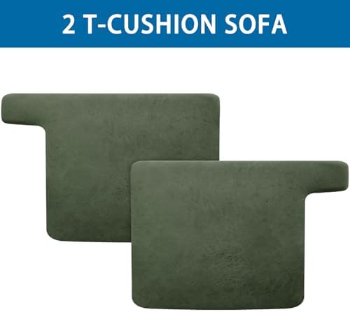 T Cushion Sofa Slipcovers Leather-Look 2PC Stretch Sofa Cushion Covers for 2 Cushion Couch Individually Couch Seat Cover with Elastic Bands, Pet-Friendly, Non-Slip, Easy Fit - Army Green
