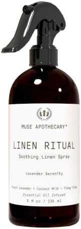 Muse Apothecary Linen Ritual - Aromatic, Soothing, and Relaxing Linen Spray for Bedding, Laundry and Fabric Spray Freshener - Infused with Aromatherapy Essential Oils - Lavender Serenity