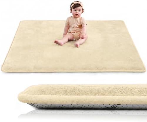 Baby Play Mat for Floor,Large 79"×79" Playpen Mat for Toddler,Infant,Kids,1.3" Thick Non-Slip Nursery Rug,Water Repellent Soft Padded Activity Mats for Tummy Time,Crawling,Playroom(Vanilla)