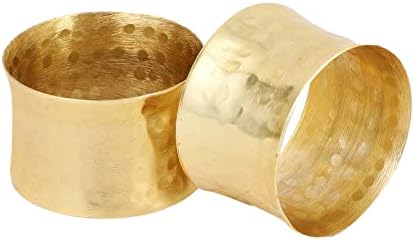 ITOS365 Gold Napkin Rings Set of 12, Handmade Hammered Metal Napkin Ring Holders for Dining Table, Wedding, Parties & Everyday Table Decor