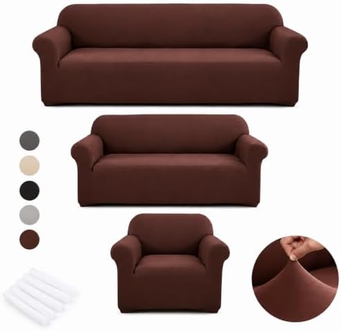 3Pcs Sofa Cover Stretch Soft with Non-Slip Foam and Elastic Bottom