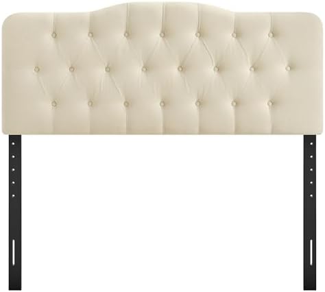 Modway Annabel Premium Linen Blend King Headboard in Linen - Soft Fabric Headboard Only with Diamond Button Tufting and 7 Height-Adjustable Positions