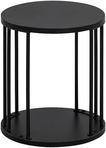 HDANI Small Round Wooden Step Stool for Kids Adults, 300lbs Load Capacity Garden Stool, Non-Slip Small Stool for Plant Stand, Kitchen, Bathroom and Bedroom, Black