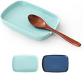 ABRUTY Spoon Rest for Stove Top, Ceramic Spoon Holder for Counter, Modern Farmhouse Decor Accessories for Spatula, Spoons or Tongs, Rectangular, Turquoise