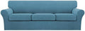 Turquoize 4 Piece Sofa Covers for 3 Cushion Couch Sofa Slipcover Soft Couch Cover for Dogs Washable Furniture Cover with 3 Individual Large Cushion Covers Feature Fabric (Large Sofa, Storm Blue)