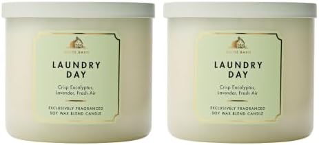 Bath & Body Works 3-Wick Candle, Laundry Day Scent, 2 Pack
