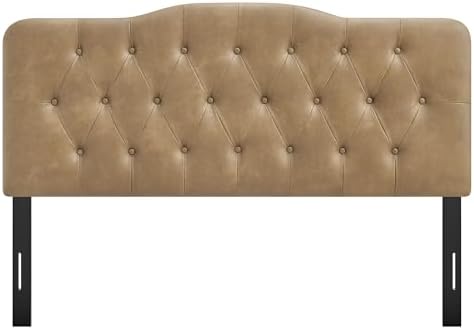 Modway Annabel Faux Leather Adjustable King Headboard in Toast - Padded Vegan Leather Headboard with 7 Height-Adjustable Positions