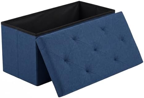 DUMOS 30 Inch Foldable Storage Ottoman Bench, Large Ottoman with Storage