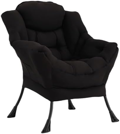 Welnow Lazy Chair for Adults，Modern Reading Accent Chair,Black Single