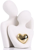 Mini Couple Statue, Ceramic Figurine for Shelf Decor, 4.72" White