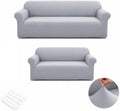 2Pcs Sofa Cover Stretch Soft with Non-Slip Foam and Elastic Bottom