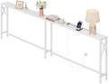 Gewudraw 102" Sofa Table Behind Couch & Socket-Narrow Console Table,White