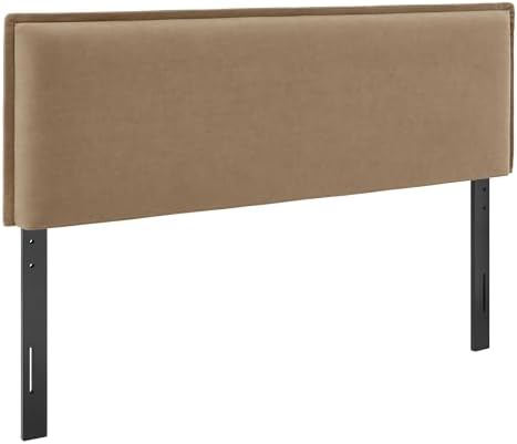 Modway Camille Queen Size Upholstered Linen Blend Headboard with Removable Slipcover – in Almond - Padded Pillow Style Headboard with Adjustable Mounting for Queen Beds