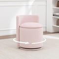 MINCETA Vanity Chair with Storage, 360° Swivel Accent Chair, Pink