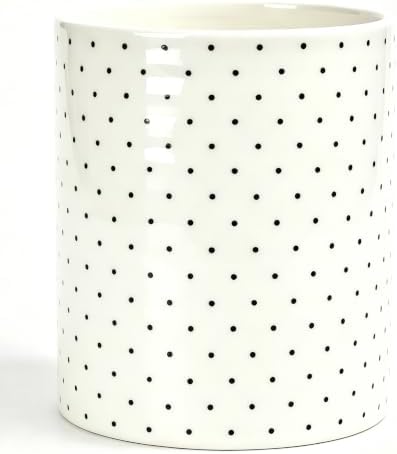 Kitchen Utensil Holder,7.2-inch Extra Large Ceramic Polka Dots Pattern Utensil Crock,Cooking Utensil Organizer for Kitchen Counter Decor,Storage Caddy Farmhouse Gift White