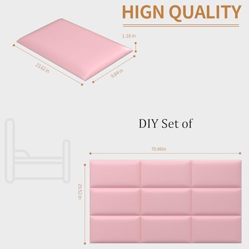 Headboards Wall Panel for Queen and King, Self-Adhesive 3D Wall Panels, Upholstered Wall Panel for Bedroom/Living Room (9 Pieces 9.84 in x 23.6 in)