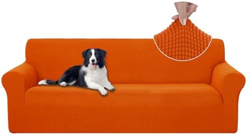 U-NICE HOME 4 Seater Stretch Couch Cover for 3 Cushion Sofa, Orange