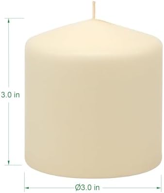Stonebriar Unscented Pillar Candles – 18 Hour Burn Time, Long-Lasting Wax Candles for Weddings, Holidays, Home Décor & Special Events, Pack of 3, Ivory, 3" x 3"