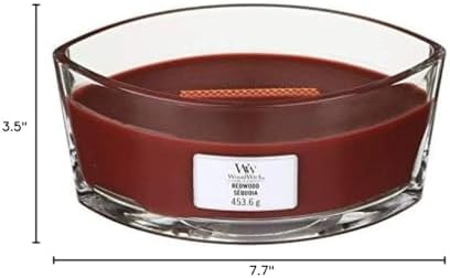 WoodWick Redwood Holiday Candle Gifts for Women and Men, 16 oz Ellipse Candle with Crackling Wick (Pack of 2)