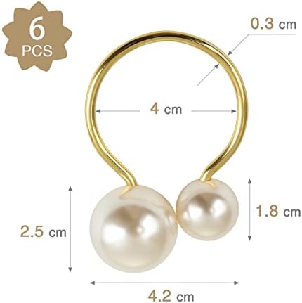 KESOTE Pearl Napkin Rings Set of 6, Gold Napkin Wraps