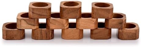 Napkin Ring Acacia Wood Napkin Rings Classic Everyday Use Thanksgiving, Christmas Napkin Rings Buckles,Festive Party Gift Farmhouse for Table Decorations (Set of 12, Brown)