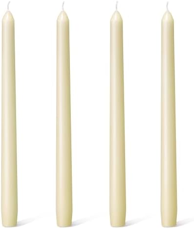 Everymoment Ivory Taper Candles - 4 Pack 10 Inch Candlesticks - Dripless & Smokeless Tapered Candle 8 Hours Unscented Cream Candle Sticks - Perfect for Wedding Holiday Dinner Party Home Decor