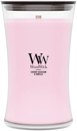 WoodWick Cherry Blossom & Vanilla Scented Candle, Crackling Wick, 21.5oz