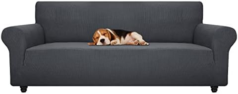 ZNSAYOTX Stretch Oversized Couch Cover Universal Sofa Covers for Living Room Dogs Pet Furniture Protector Spandex Extra Large Sofa Slipcovers with Anti Slip Foam Sticks (Dark Grey, XL Sofa)