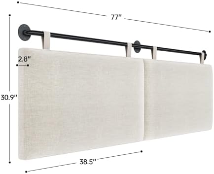 Headboard for King Size Bed, Wall Mounted Headboard with Fine Linen Upholstery and Button Tufting, Adjustable Heigh Head Board for Bedroom (Beige, King)